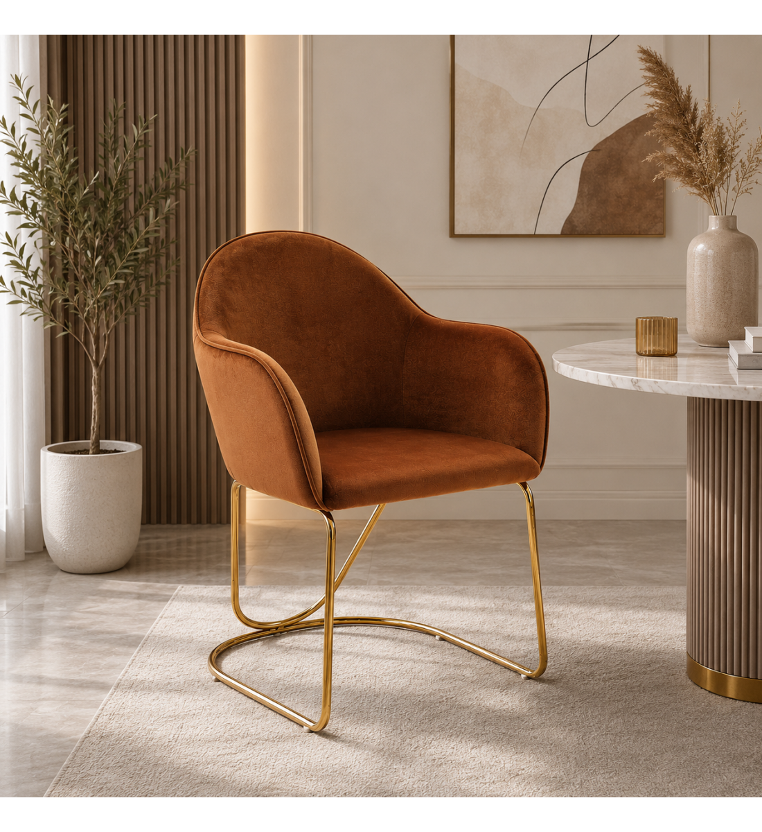 كرسي جلوس باللون البني كرسي جلوس باللون البني