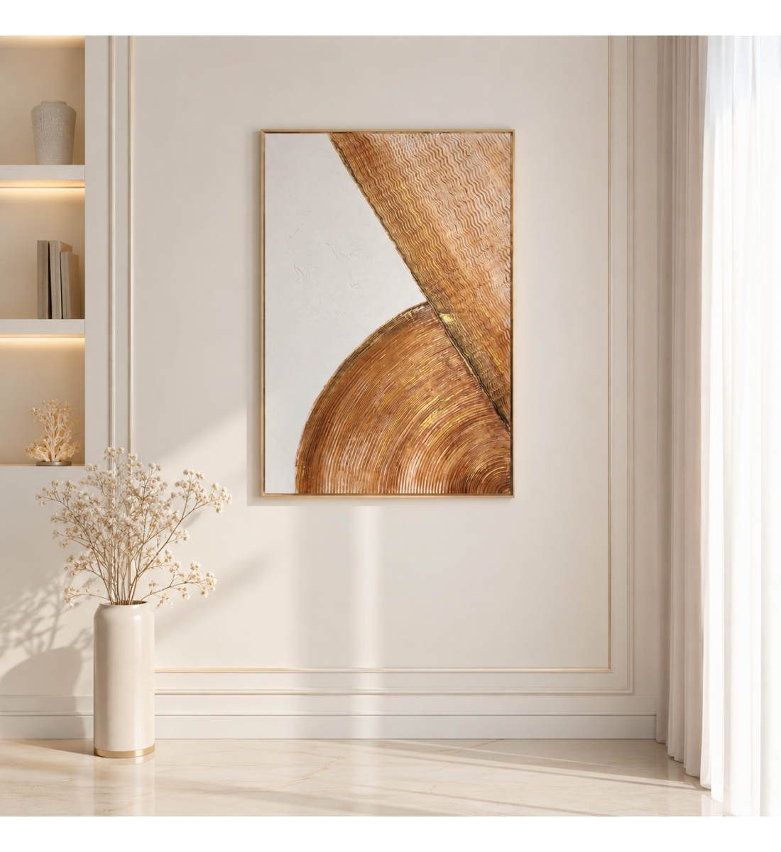 لوحة حائط مودرن بإطار ذهبي مقاس 80 × 120 سم لوحة حائط مودرن بإطار ذهبي مقاس 80 × 120 سم