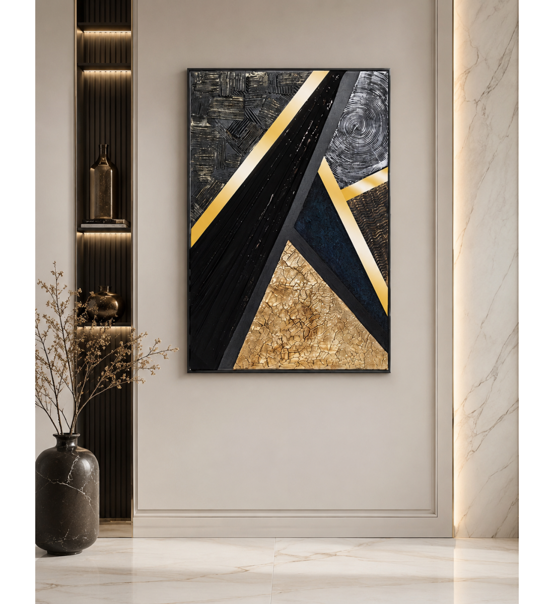 لوحة حائط بإطار فضي مقاس 80 × 120 سم