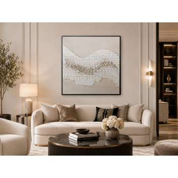 لوحة ديكور مربعة بإطار أسود مقاس 100 × 100 سم