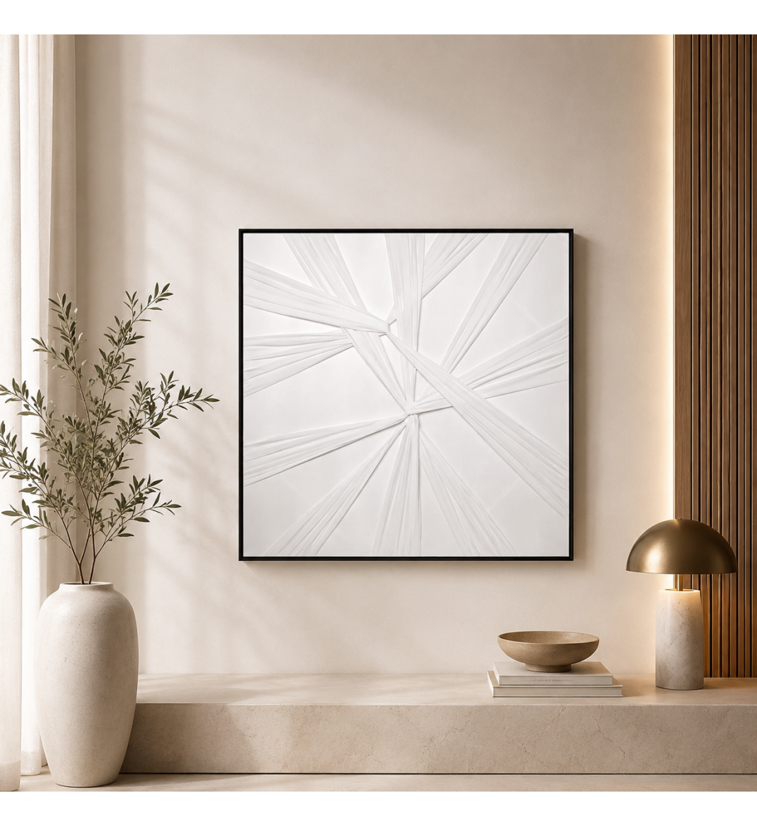 لوحة فنية مربعة بإطار أسود مقاس 80 × 80 سم لوحة فنية مربعة بإطار أسود مقاس 80 × 80 سم