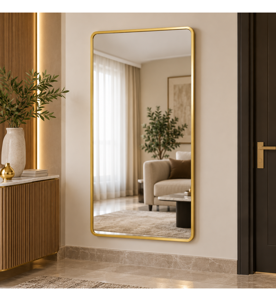 مرآة حائط مودرن بإطار ذهبي مقاس ٦٠ × ١٢٠ سم مرآة حائط مودرن بإطار ذهبي مقاس ٦٠ × ١٢٠ سم