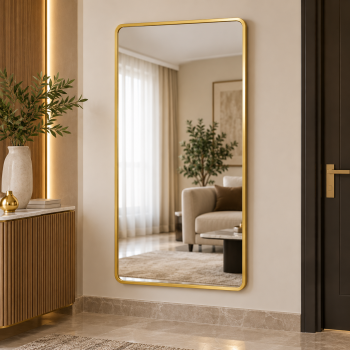 مرآة حائط مودرن بإطار ذهبي مقاس ٦٠ × ١٢٠ سم