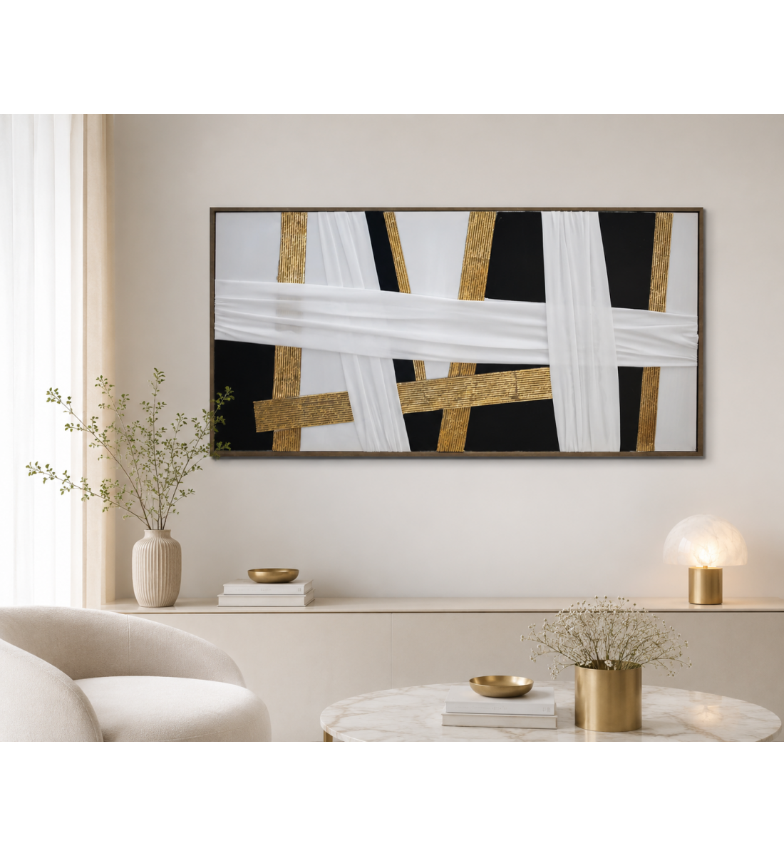 لوحة ديكور راقية بإطار ذهبي مقاس 70 × 140 سم لوحة ديكور راقية بإطار ذهبي مقاس 70 × 140 سم