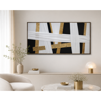 لوحة ديكور راقية بإطار ذهبي مقاس 70 × 140 سم