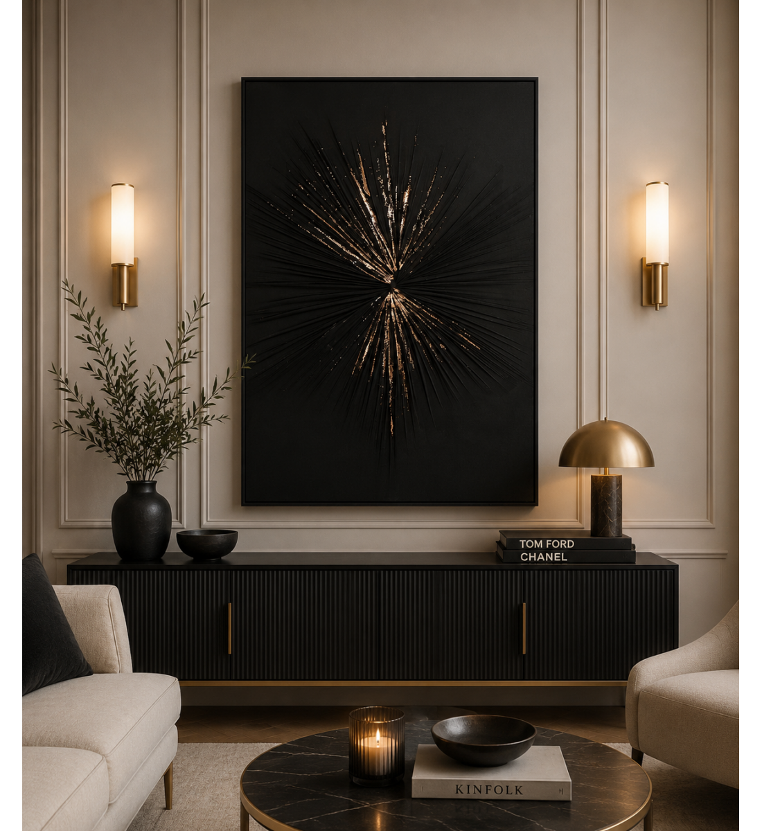 لوحة حائط بإطار أسود مقاس 80 × 120 سم لوحة حائط بإطار أسود مقاس 80 × 120 سم