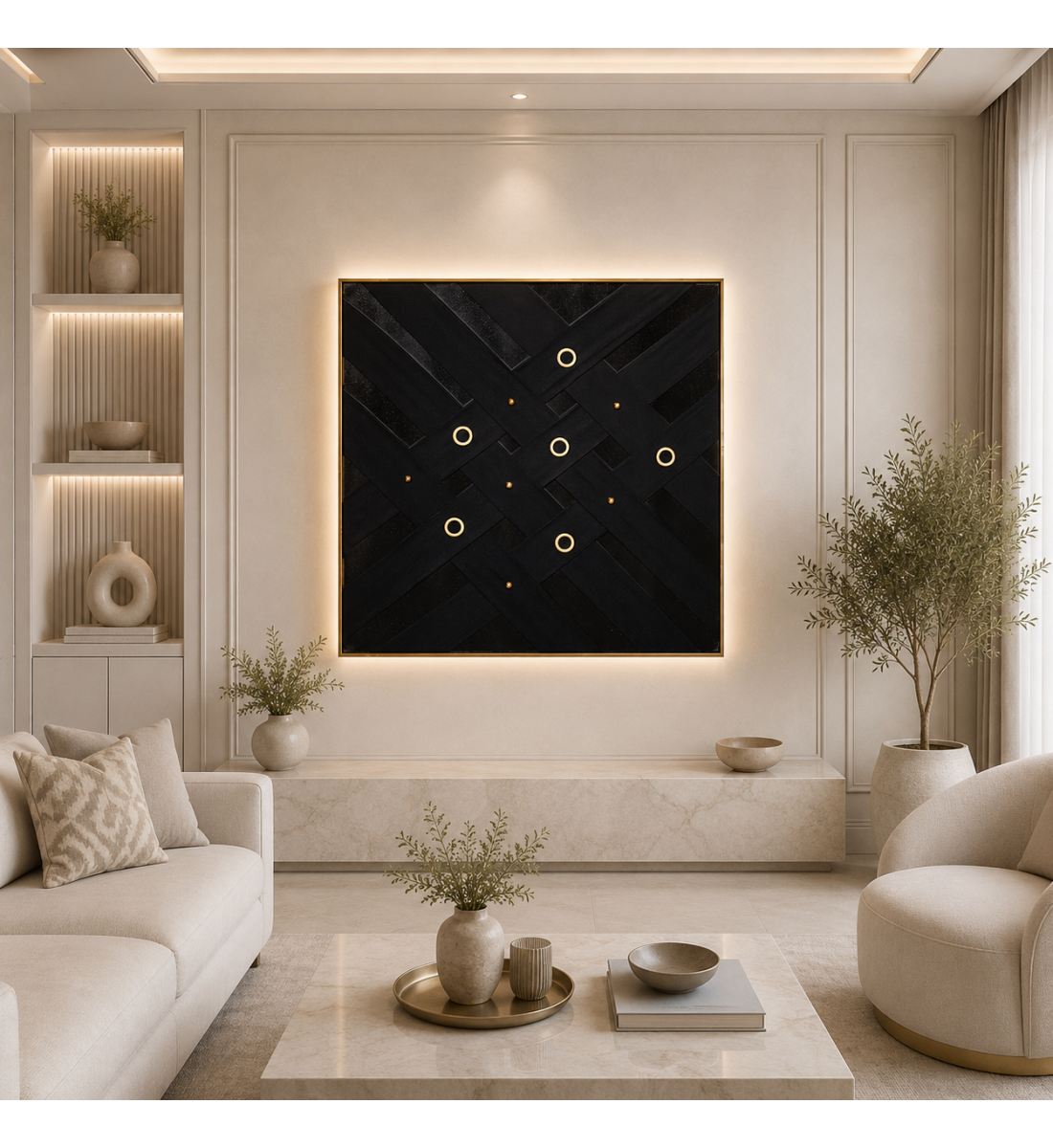 لوحة حائط مودرن مقاس 100 × 100 سم لوحة حائط مودرن مقاس 100 × 100 سم