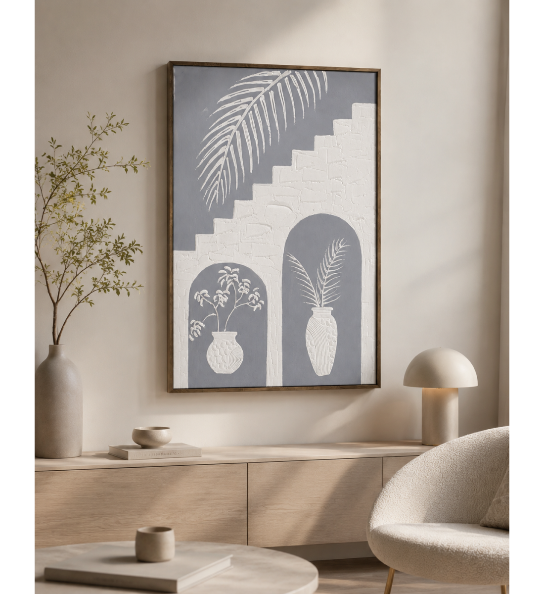 لوحة فنية بإطار خشبي مقاس 120 × 80 سم