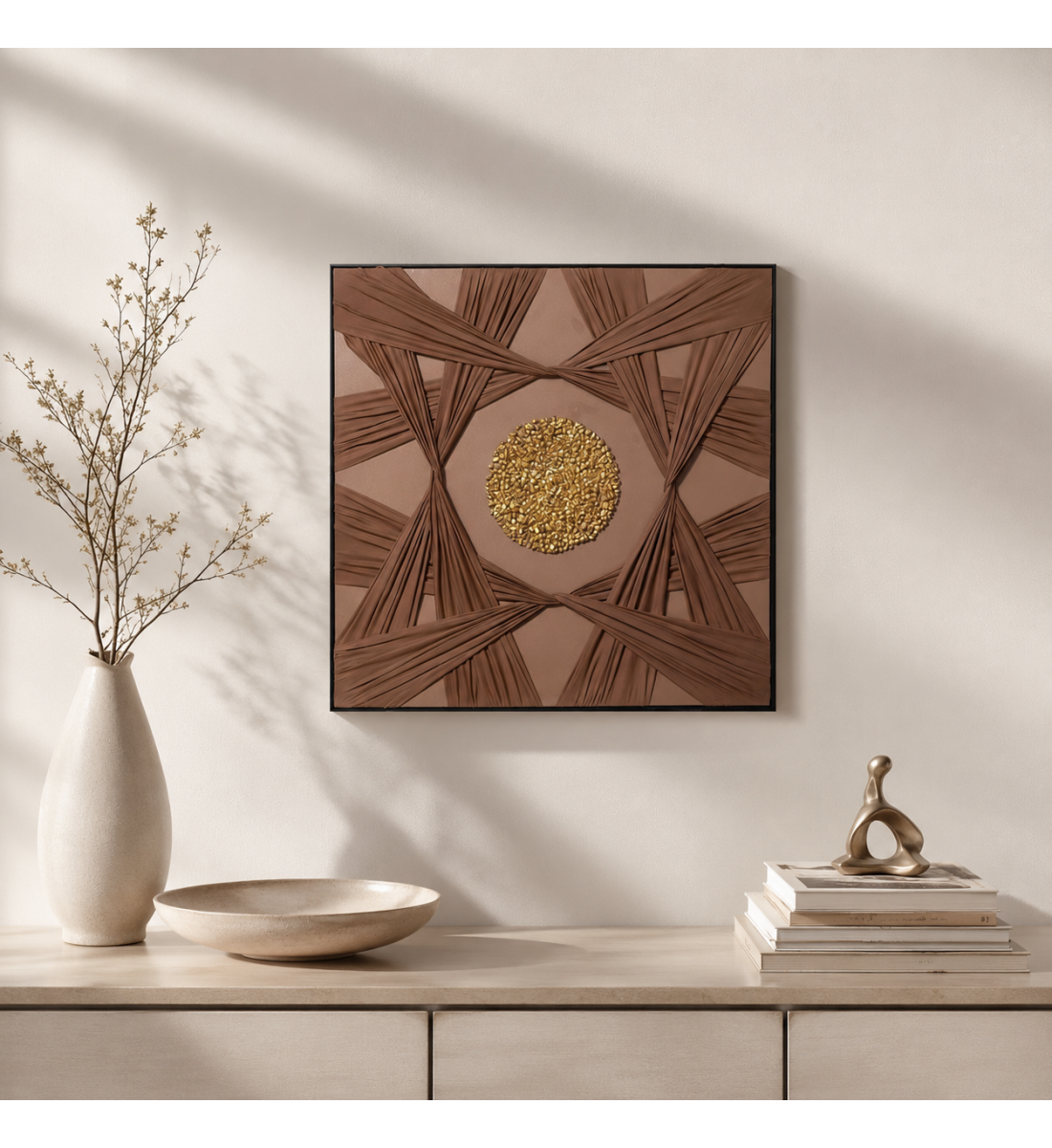 لوحة فنية مربعة بإطار أسود مقاس 100 × 100 سم لوحة فنية مربعة بإطار أسود مقاس 100 × 100 سم