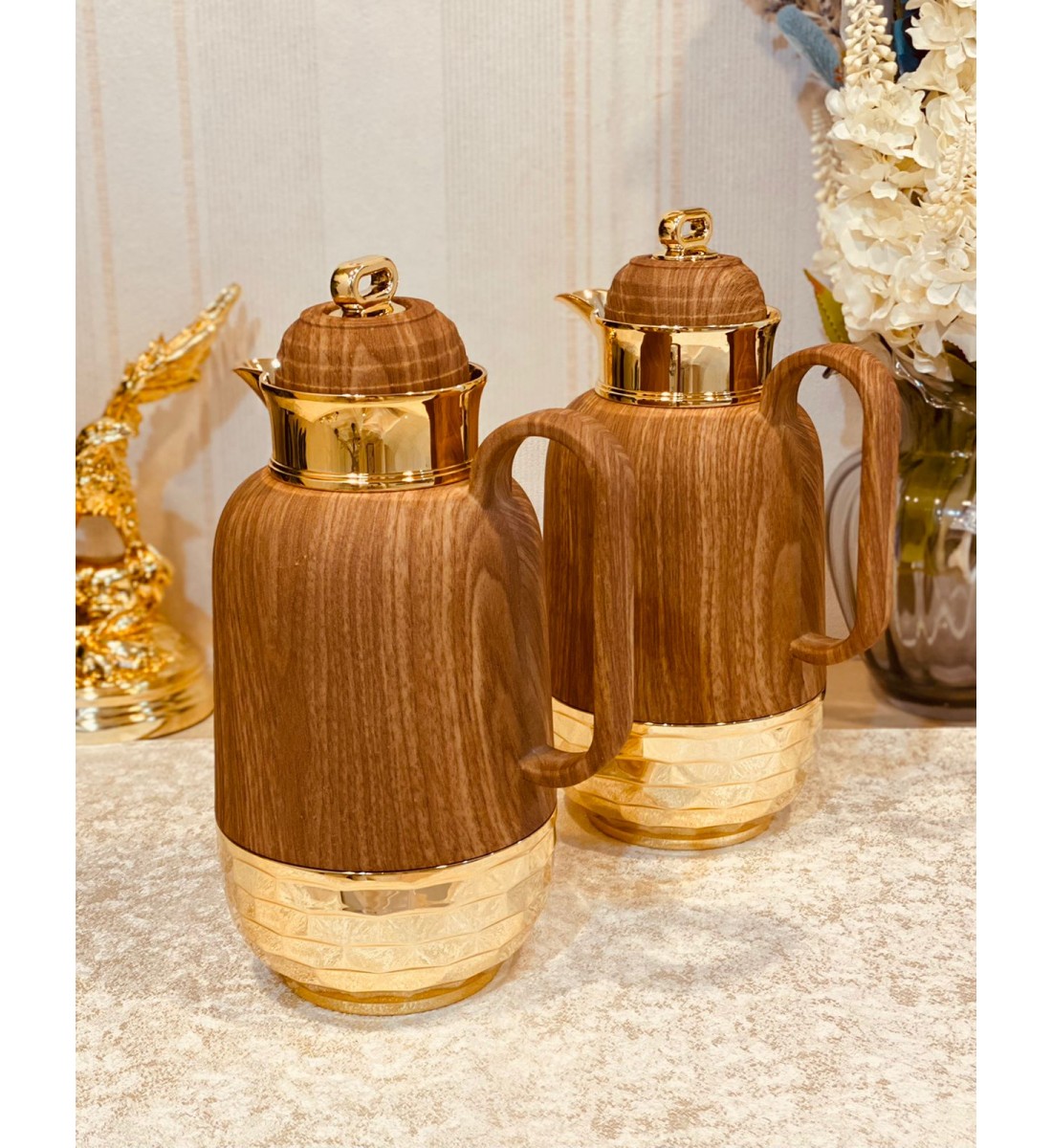 Lana Thermos Set - 2 Pieces of Gilded Wooden