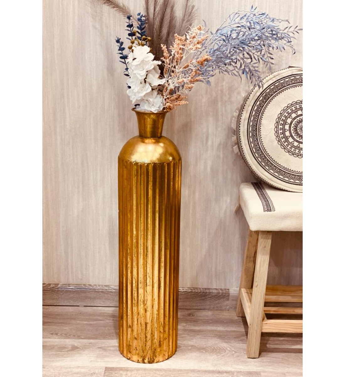 Golden iron vase with handle70 cm
