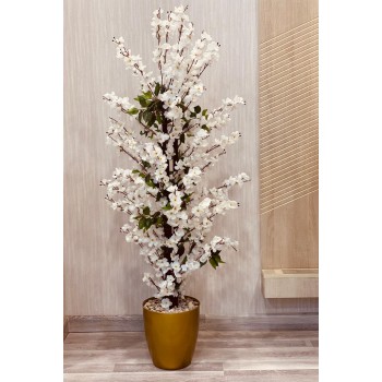 شجر بمركن تزيين صناعي ابيض 155سم