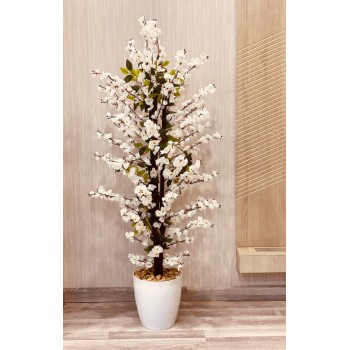 شجر بمركن تزيين صناعي ابيض 155سم