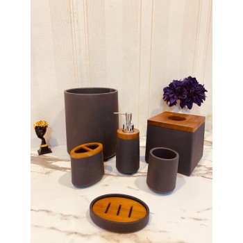 طقم حمام سيراميك  اسود 6 قطعة