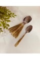 A set of large eating spoons 6 pieces, silver and gold