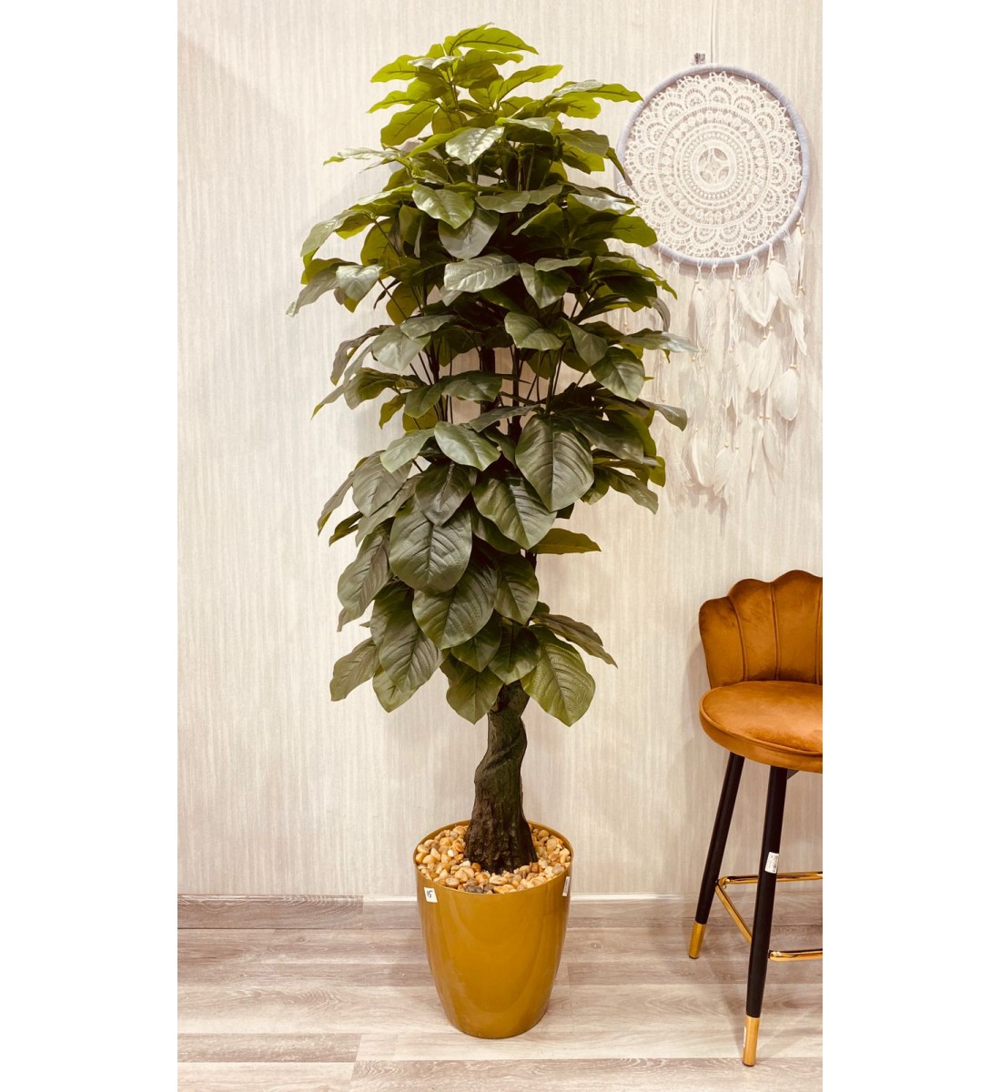 Trees with artificial decoration corner, modern shape, 215 cm