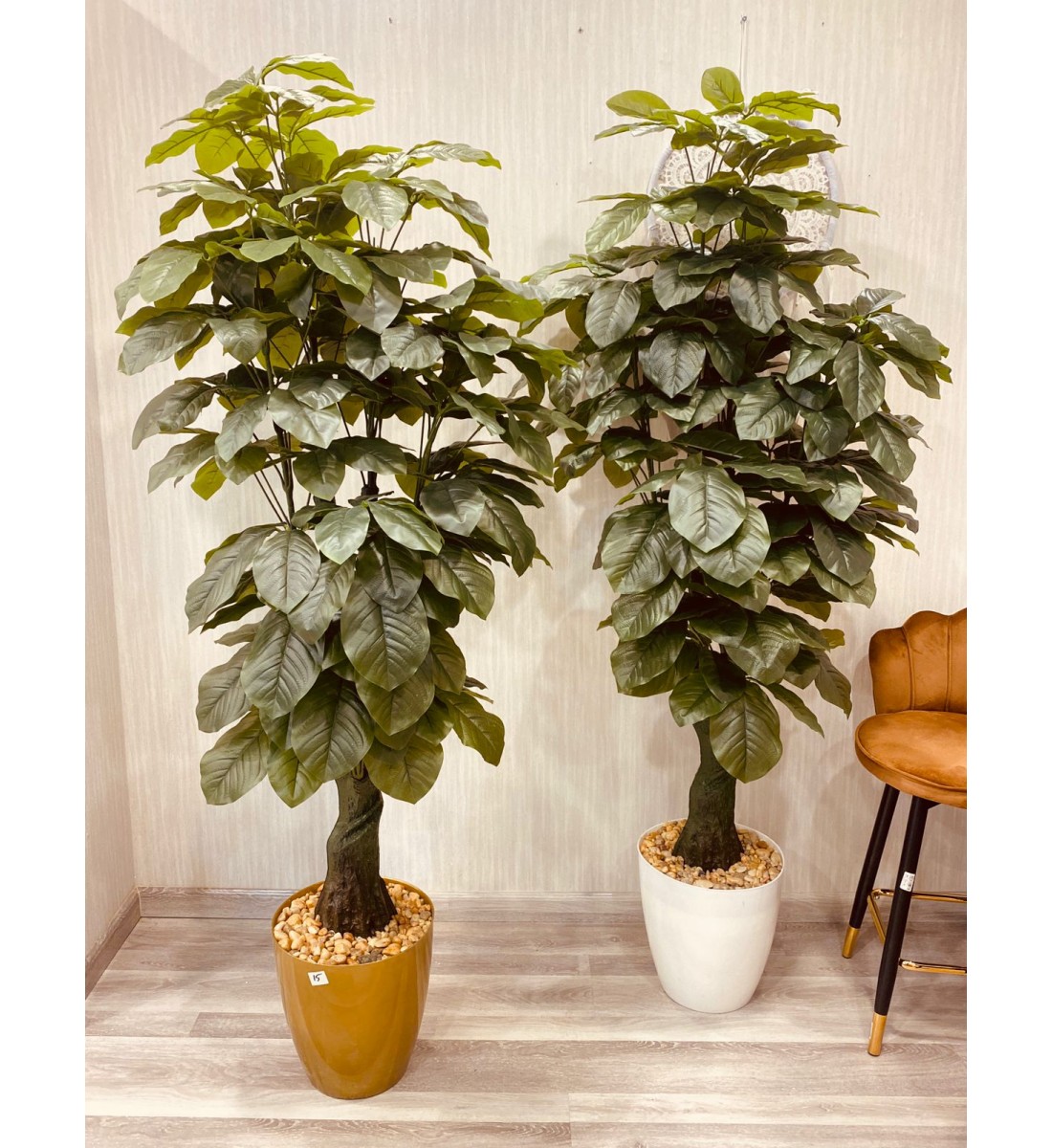 Trees with artificial decoration corner, modern shape, 215 cm