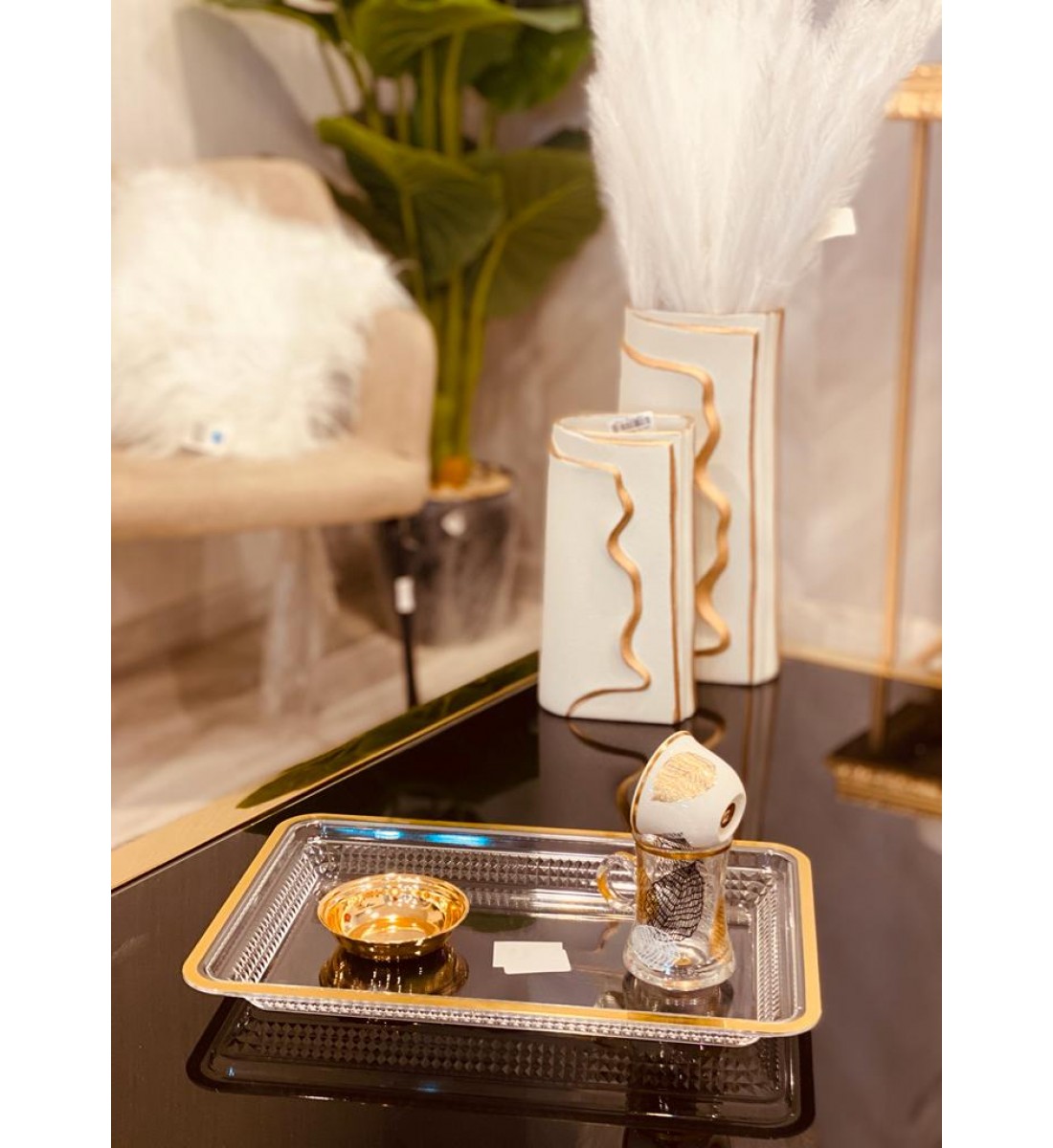 Silver gilded rectangle acrylic serving board 24*34 cm
