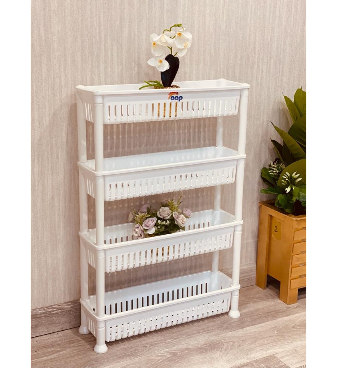 رف بلاستيك تنظيم الأغراض - 4دور 74*50*16سم رف بلاستيك تنظيم الأغراض - 4دور 74*50*16سم