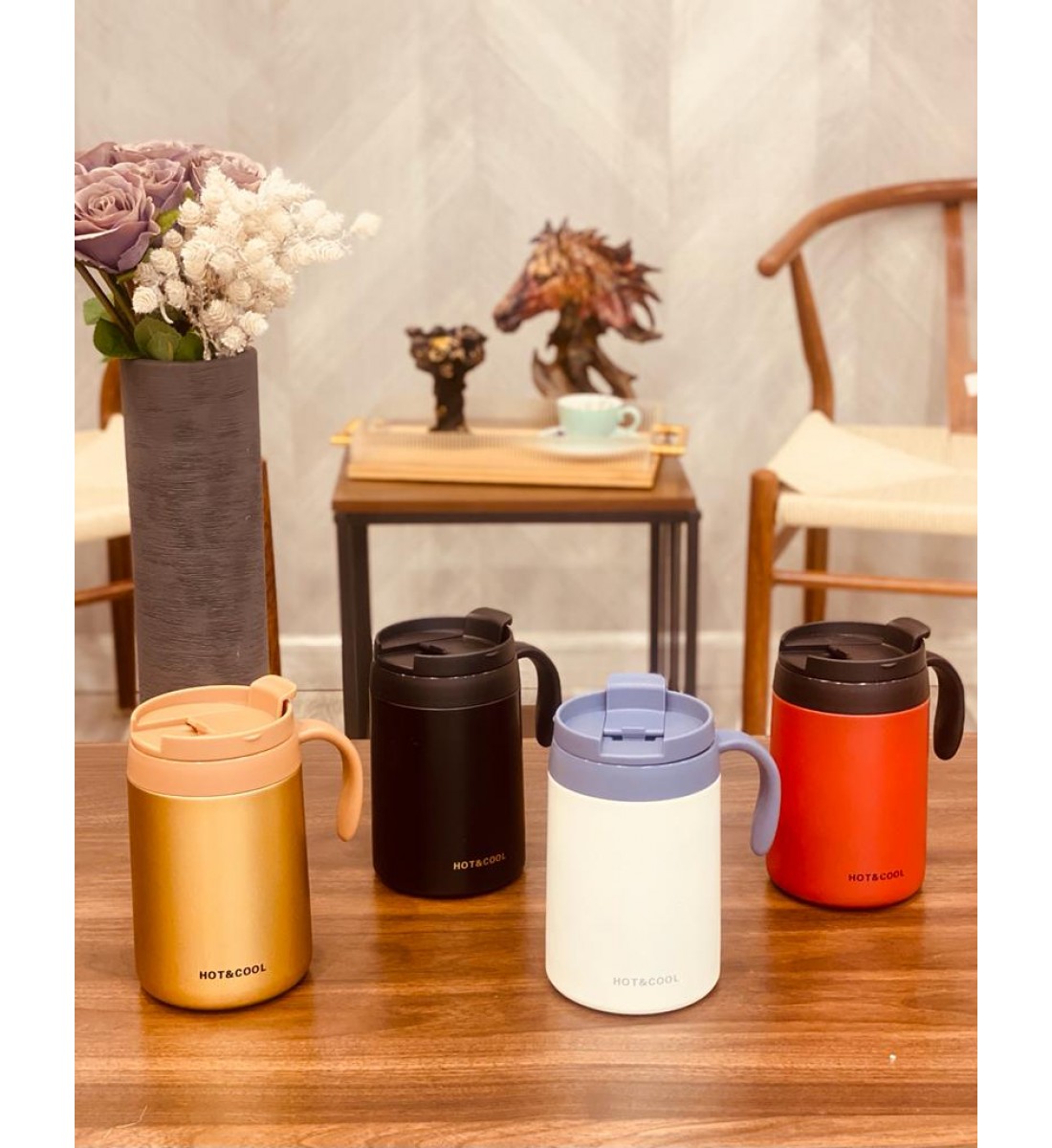 كوب  ستيل   حافظ للحرارة بمسكة يد