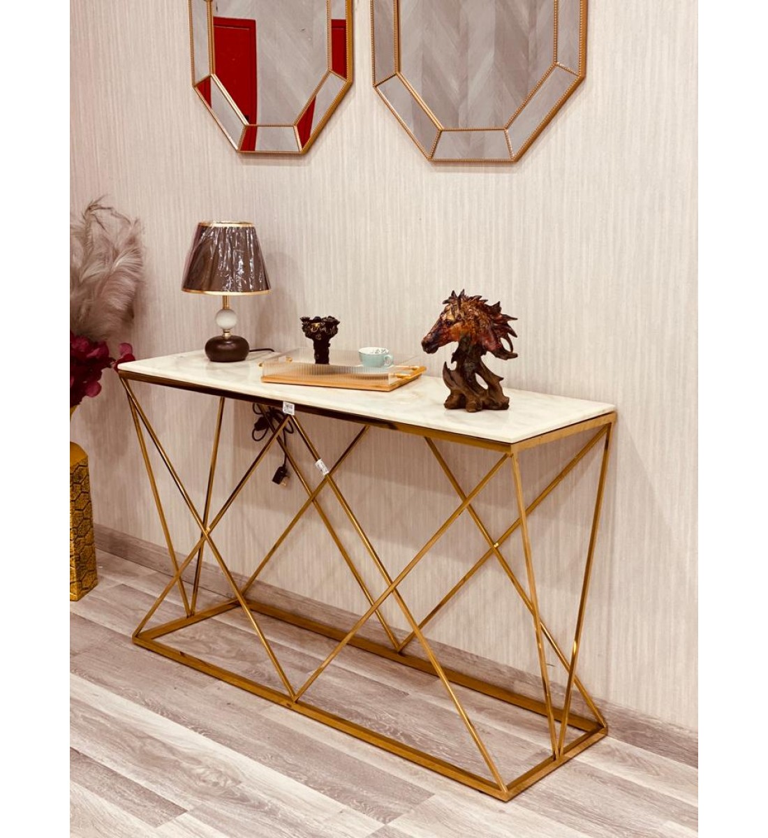 Marble entrance with iron base (130*40*80) cm