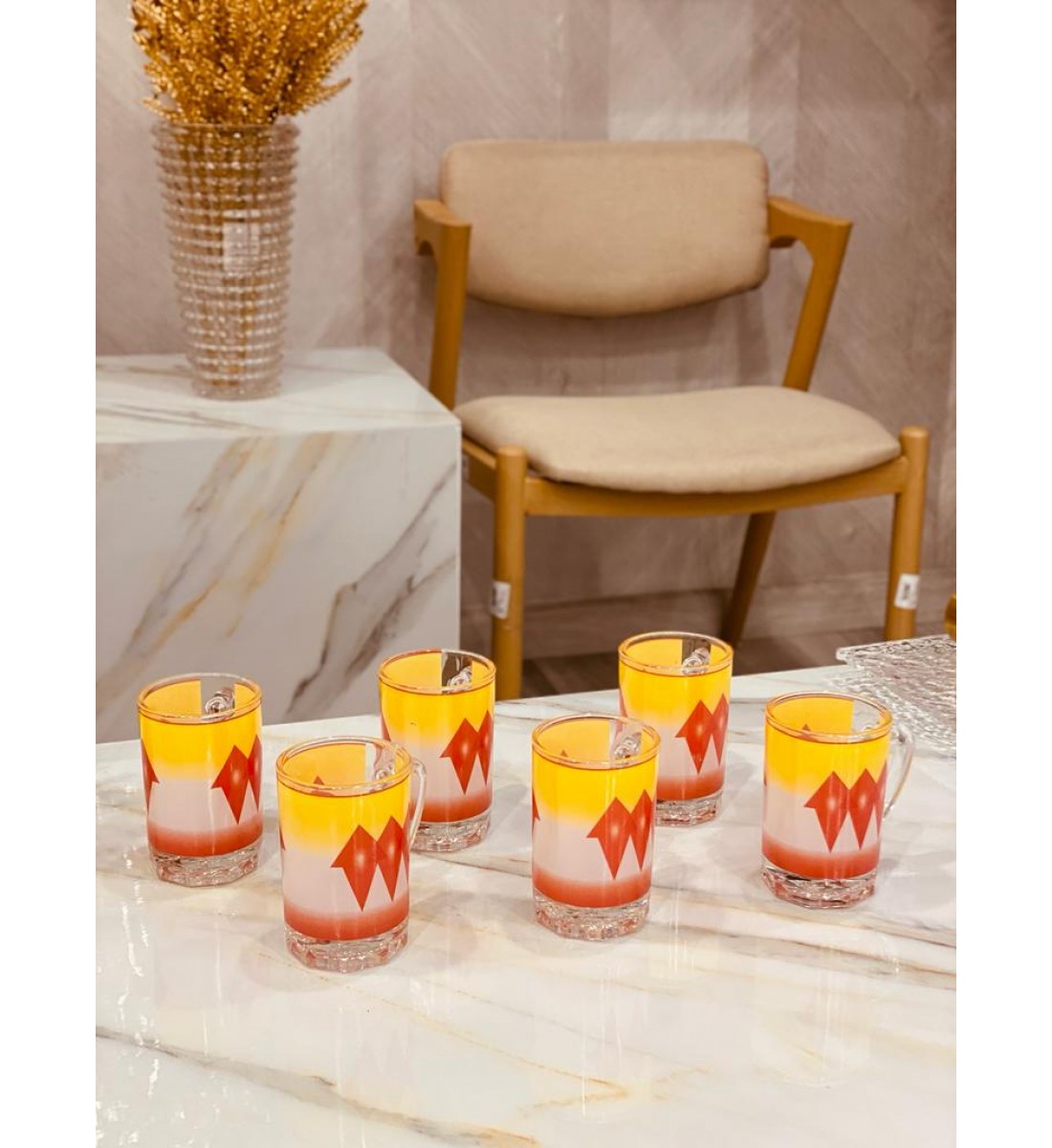 طقم بيالات (6) حبة بنقشة تراثي