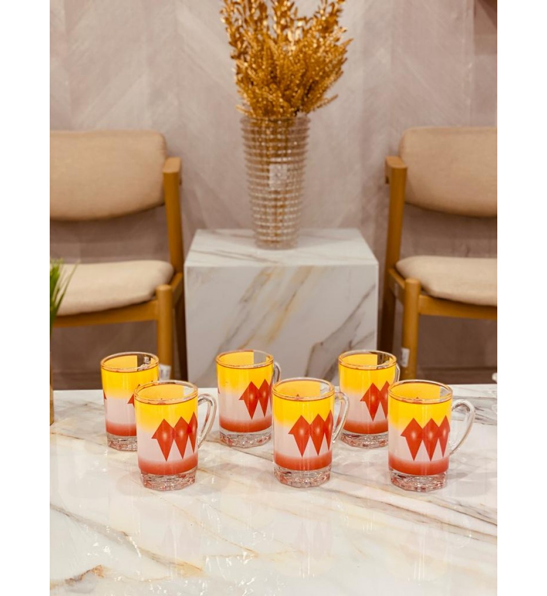 طقم بيالات (6) حبة بنقشة تراثي