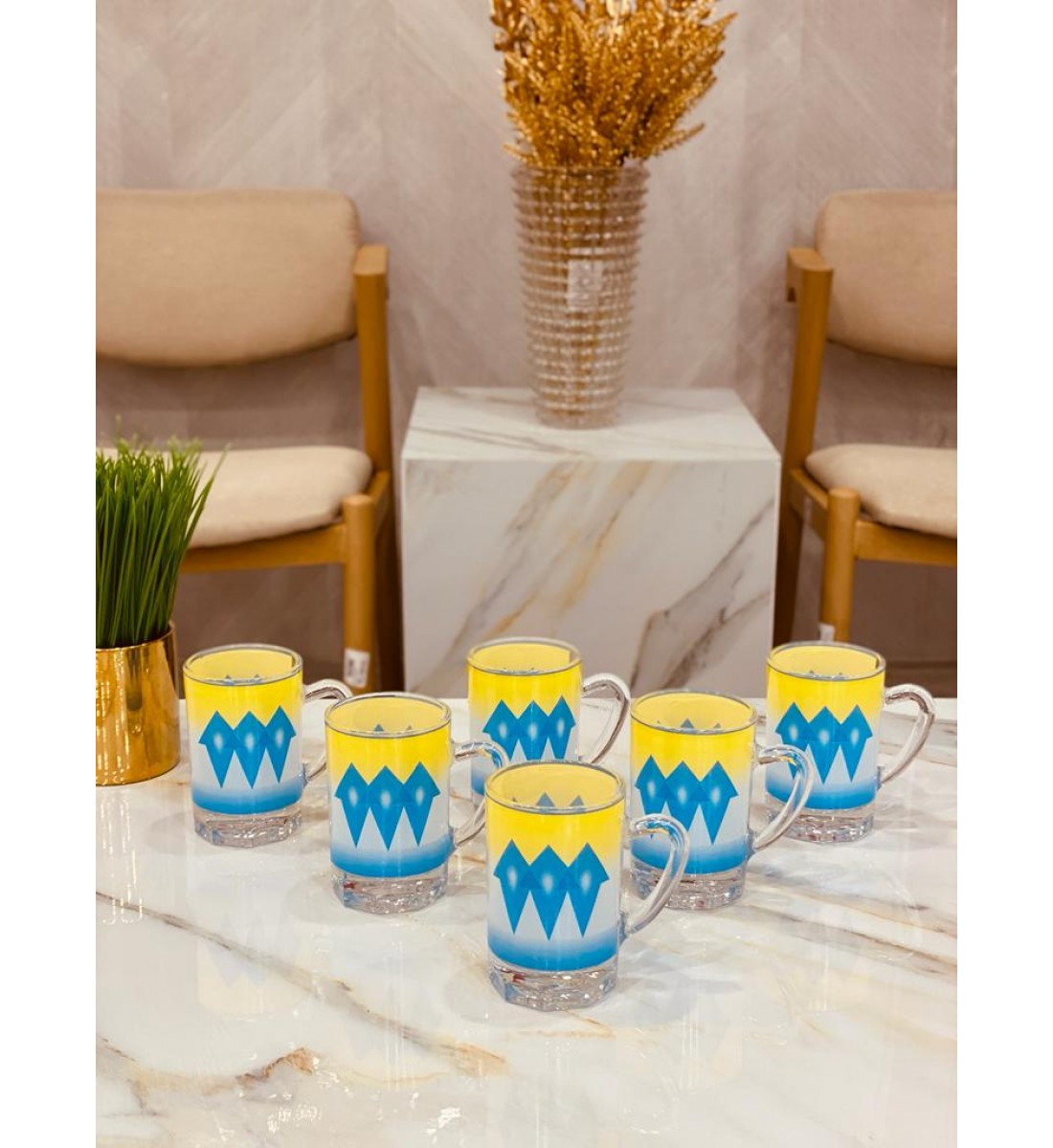 طقم بيالات (6) حبة بنقشة تراثي