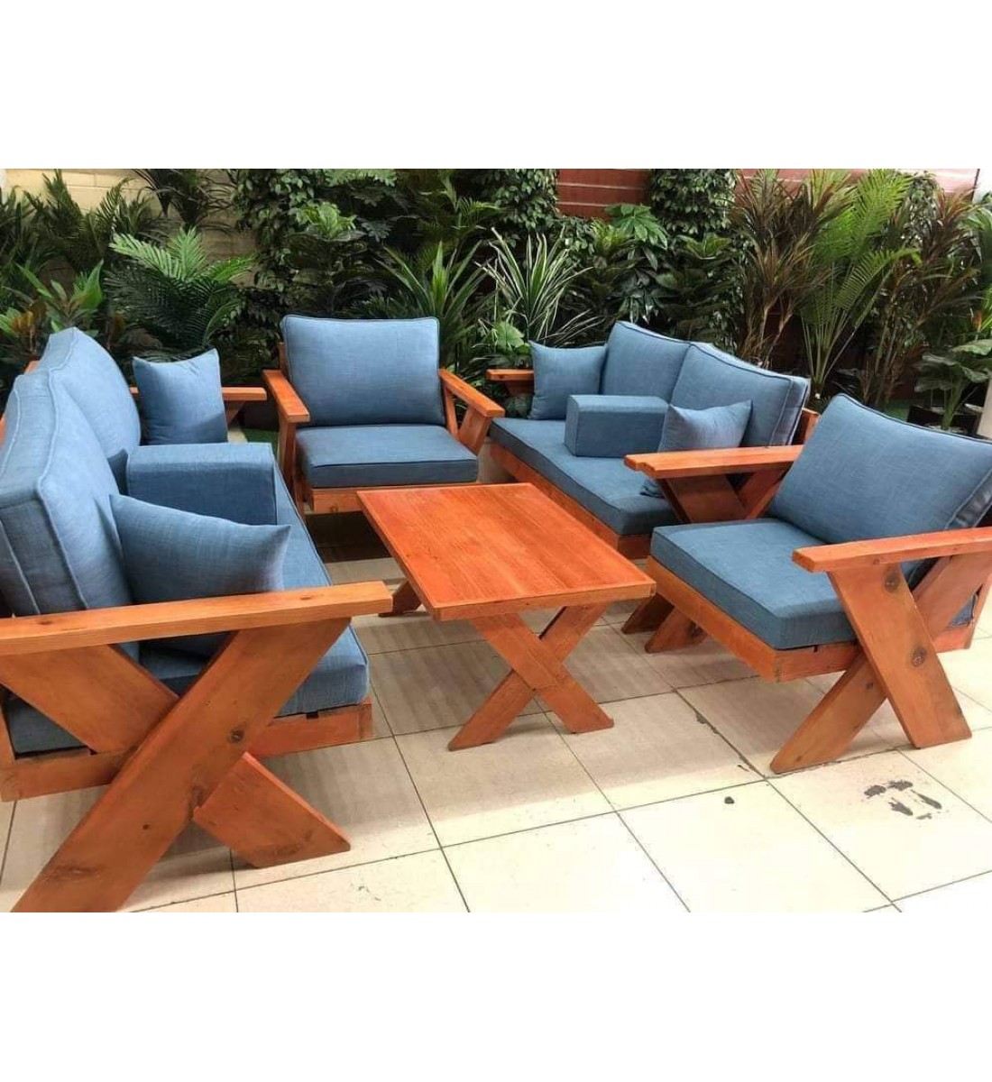 طقم جلسة خارجية كراسي خشب،7 أشخاص +طاولة خدمة طقم جلسة خارجية كراسي خشب،7 أشخاص +طاولة خدمة