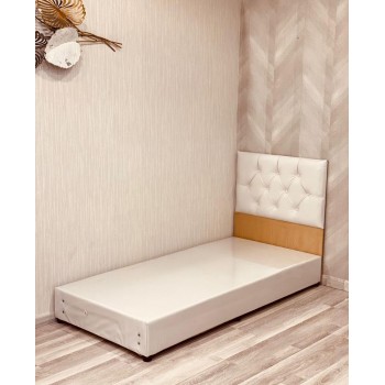 سرير خشبي بوكس ملبس قماش نفر ونص  بيج 190*120*26 سم