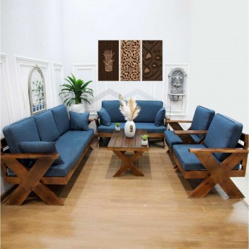 طقم جلسة خارجية كراسي خشب،7 أشخاص +طاولة خدمة