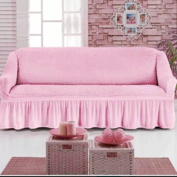 تلبيسة كنب قطعة واحدة ثلاثي وردي