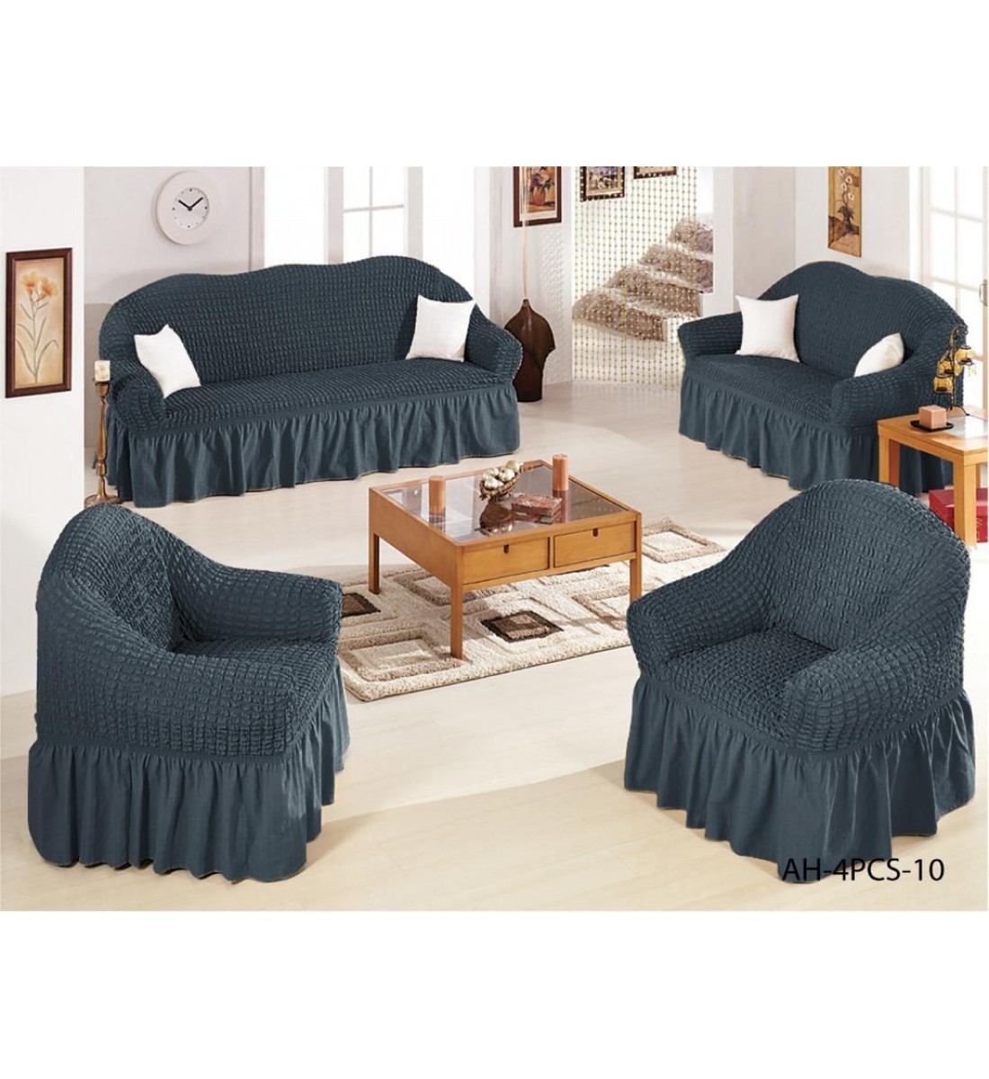 تلبيسة كنب 4 قطع قماش لون كحلي تلبيسة كنب 4 قطع قماش لون كحلي