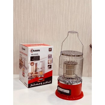 مدفأة كهربائية معدنية دائري 2000 واط من كروان، احمر وفضي