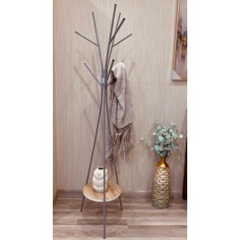 علاقة ملابس حديد ذهبي برف خشبي 190سم