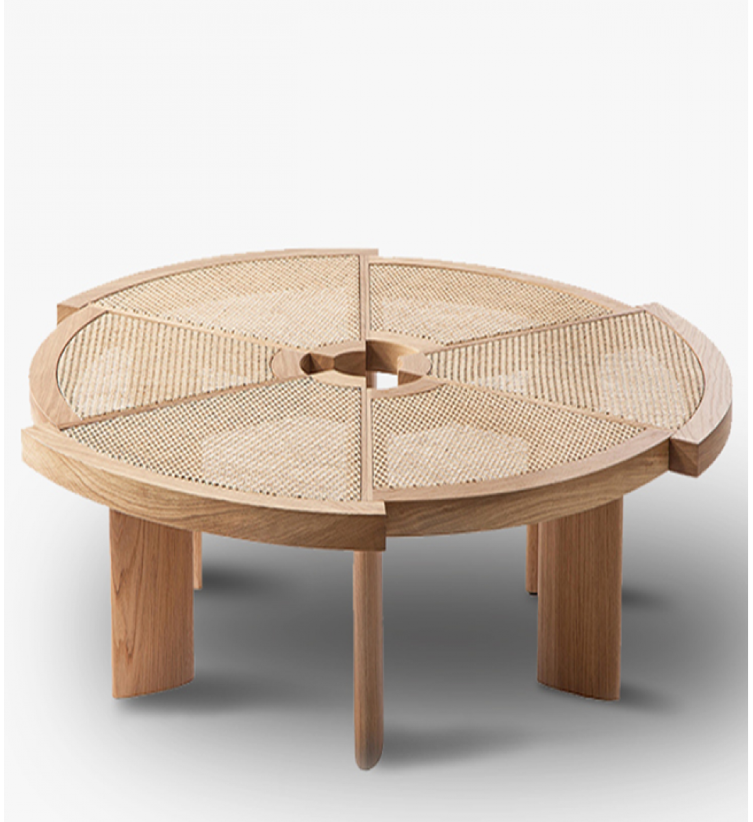 Round wood floor service table 120 * 120 * 33 cm
