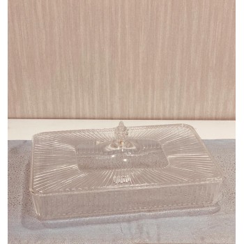 صينية كيك  اكرليك شفاف مستطيل بغطا40*28سم