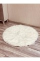Round soft white faux fur rug 120 * 120 cm