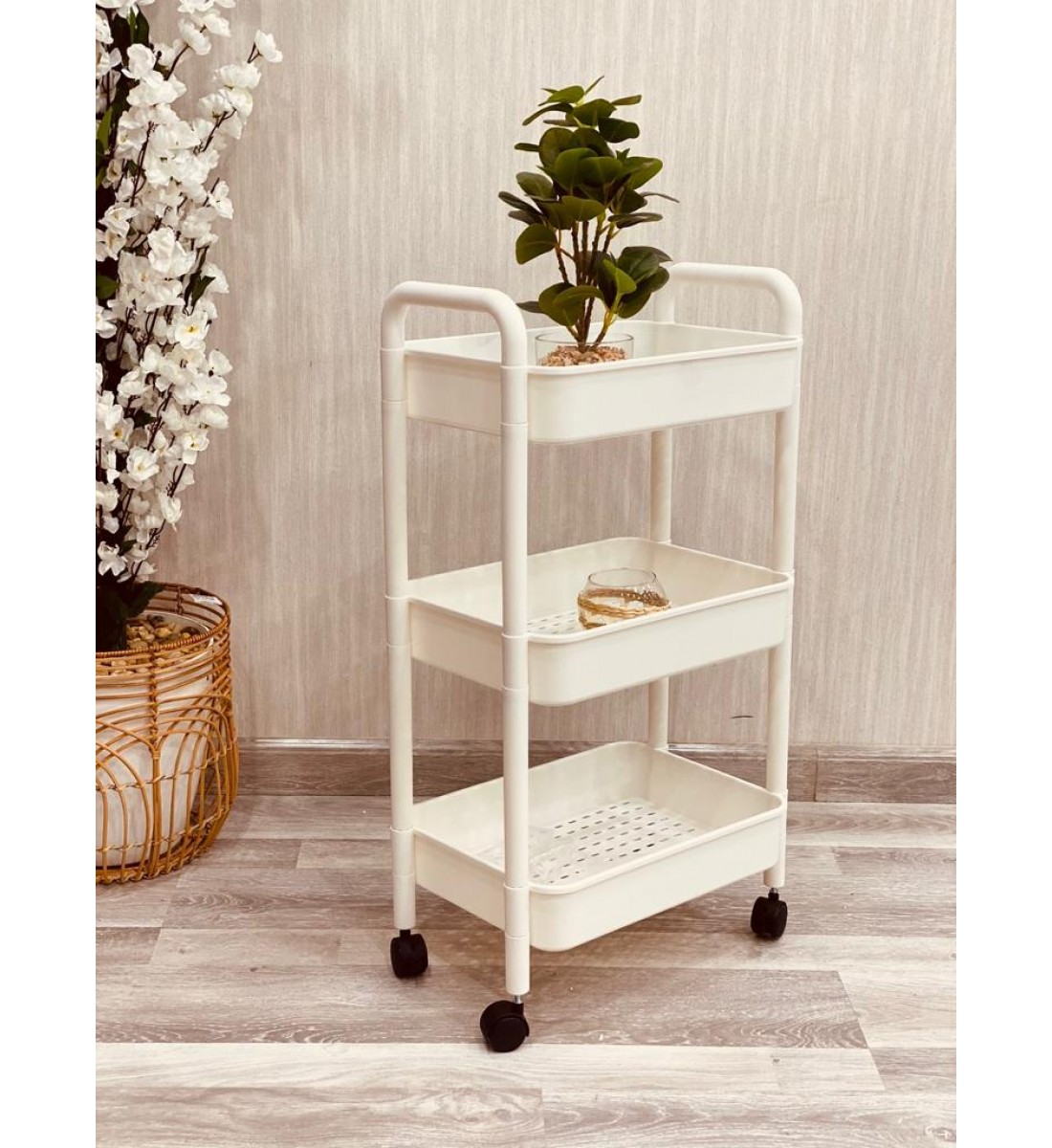 عربية ـ رف تخزين بلاستيك مستطيل بكفر - 3 دور عربية ـ رف تخزين بلاستيك مستطيل بكفر - 3 دور