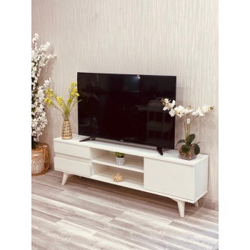 طاولة بلازما خشبي ابيض سادة بقاعدة بلاستيك مقوى(160*30*50)سم