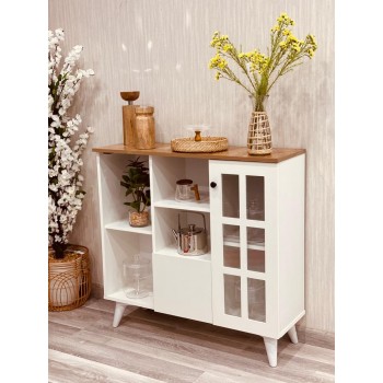 ركن كافي بلس خشبي لون ابيض سطح خشبي  100*33*95سم