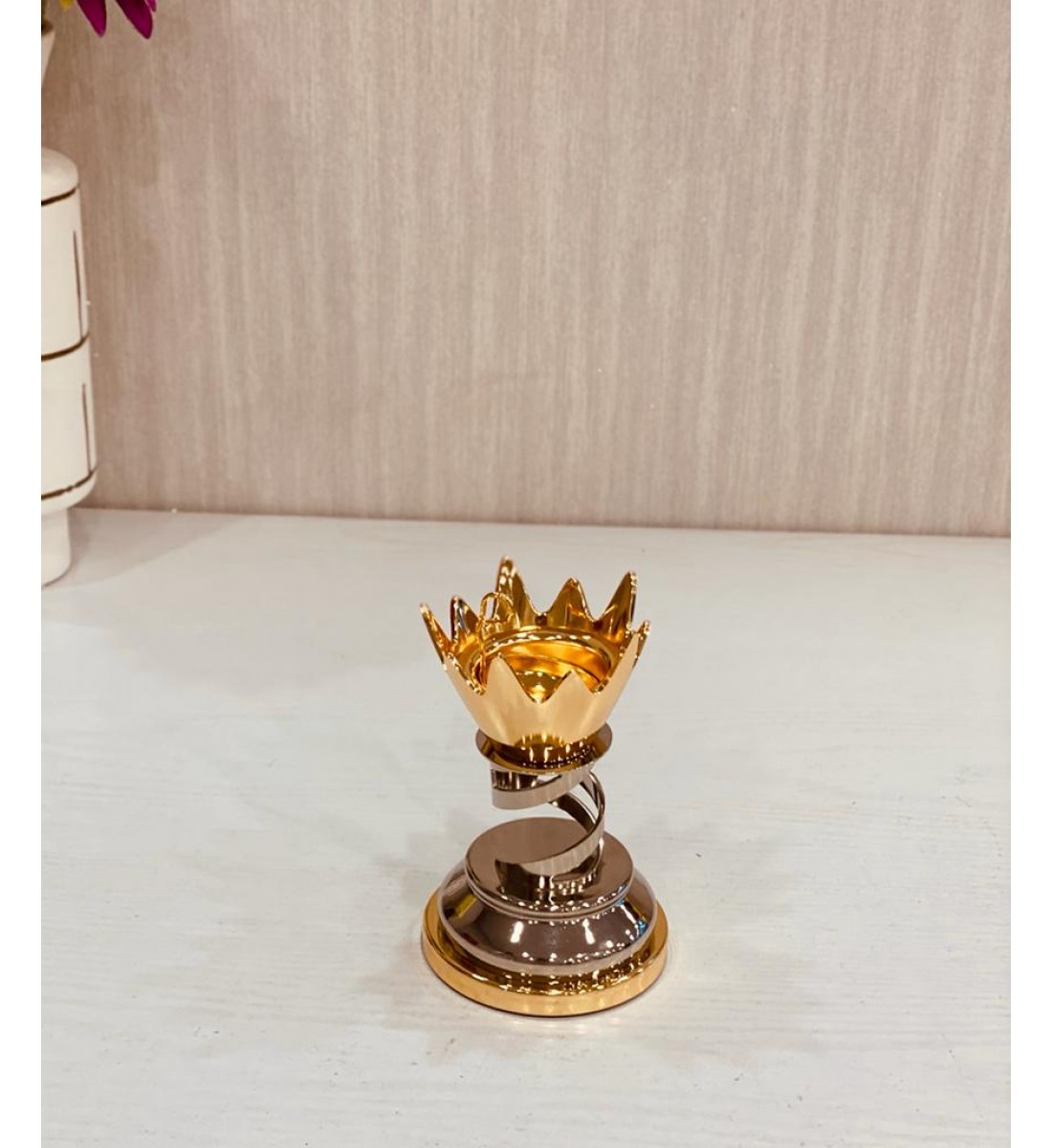 Incense burner, gilded silver, nickel steel, with a rounded base, 14 cm