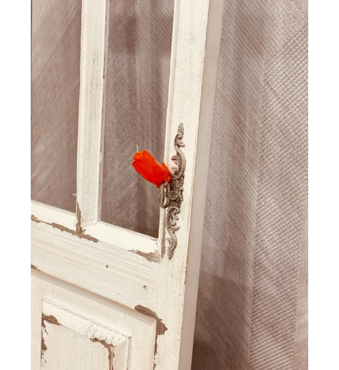 Decorative door in the form of a rustic wood window, size 220 * 31 cm