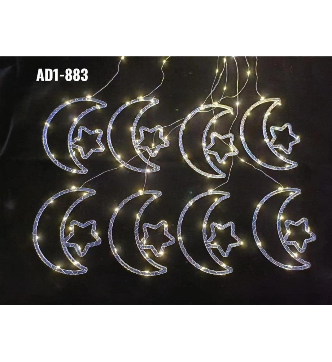 اضاءة زينة رمضان بتصميم هلال ونجمه - بطارية