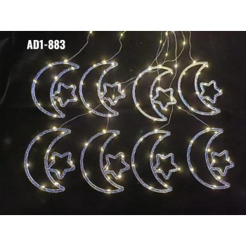 اضاءة زينة رمضان بتصميم هلال ونجمه - بطارية