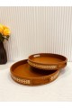 طوفرية تقديم دائري خشبي ملبس جلد 40سم طوفرية تقديم دائري خشبي ملبس جلد 40سم