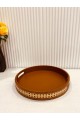 طوفرية تقديم دائري خشبي ملبس جلد 40سم طوفرية تقديم دائري خشبي ملبس جلد 40سم