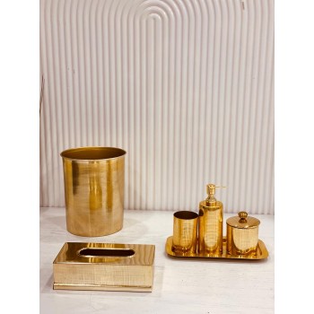 طقم حمام استيل بتصميم ذهبي 6 قطعة