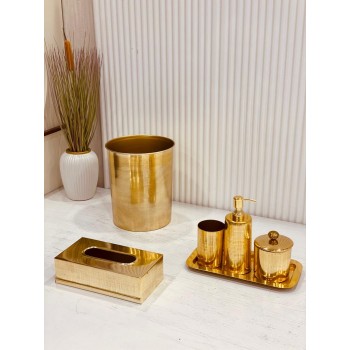 طقم حمام استيل بتصميم ذهبي 6 قطعة