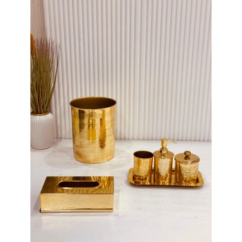 طقم حمام استيل بتصميم ذهبي 6 قطعة